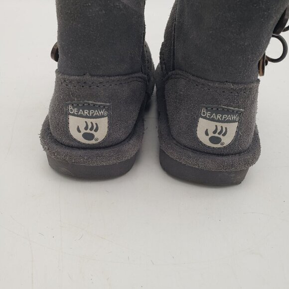 Bearpaw Rosaline Toddler Girls' Gray Suede Leather Warm Winter Boots Size 8 - Picture 5 of 13